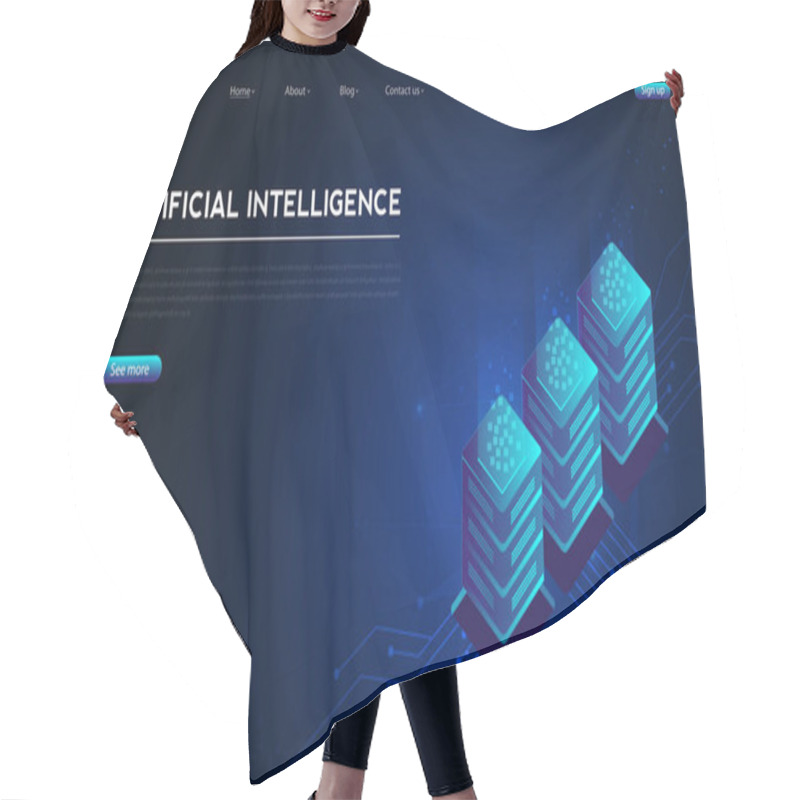 Personality  Artificial Intelligence, Machine Learning, Ai, Data Deep Learning For Future Technology Artwork, Mining, Isometric, Neural Network, Machine Programming And Responsive Web Banner. Vector Illustration. Hair Cutting Cape