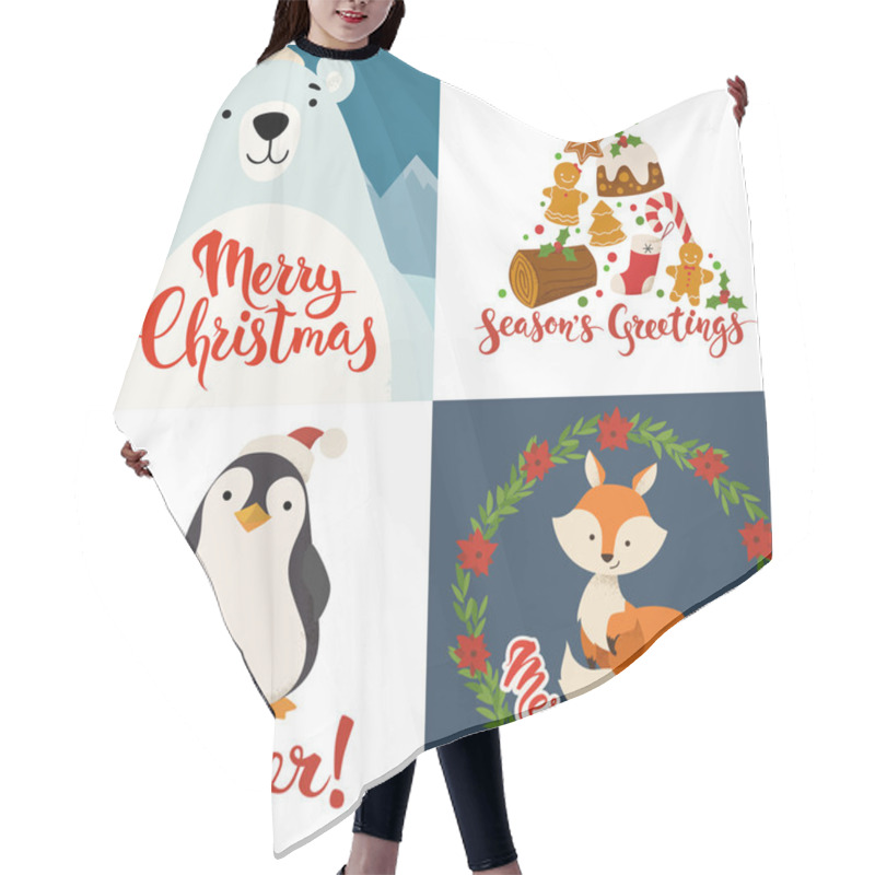 Personality  Merry Christmas Cards Hair Cutting Cape