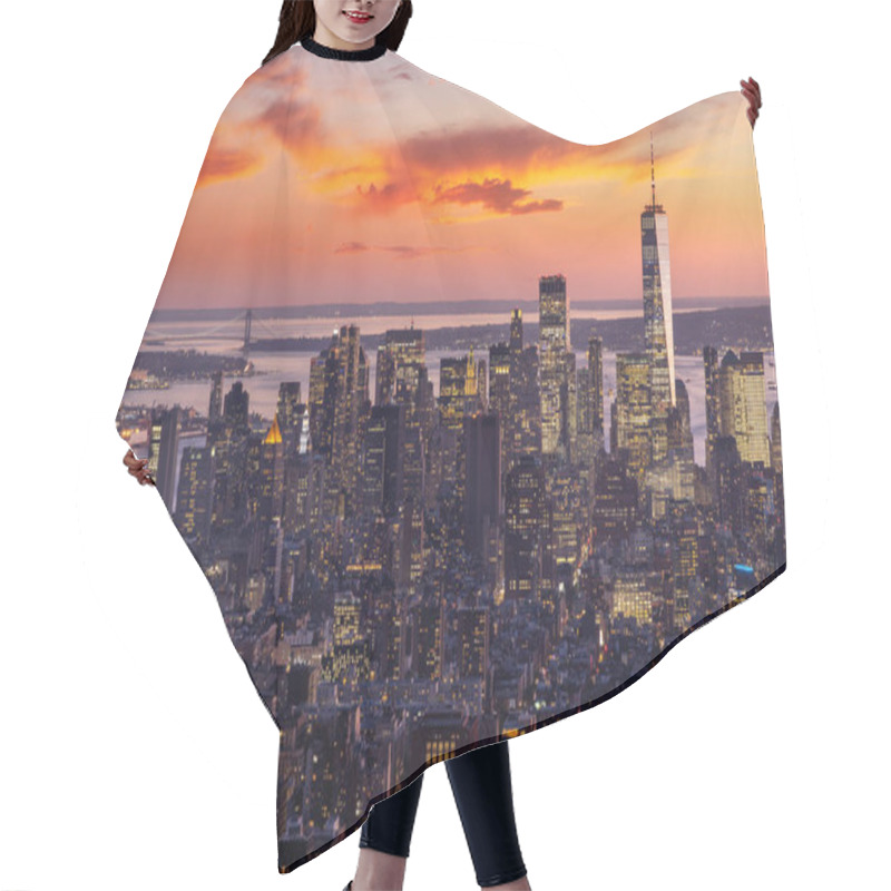 Personality  New York City Skyline. Manhattan Sunset Skyscrapers Panorama Hair Cutting Cape