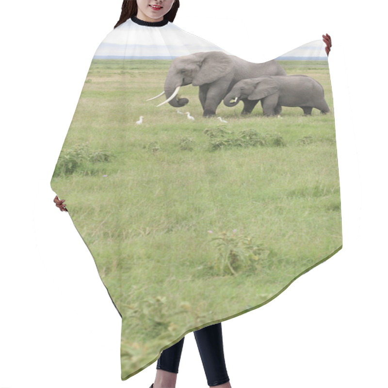 Personality  Mom And Baby Elephants Hair Cutting Cape