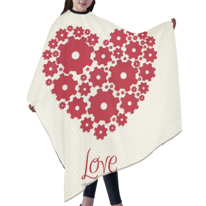 Personality  Heart Made With Gears Hair Cutting Cape