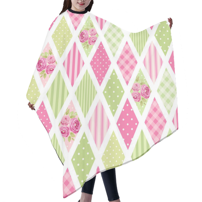 Personality   Pattern In Rhombus Shapes With Flowers Hair Cutting Cape