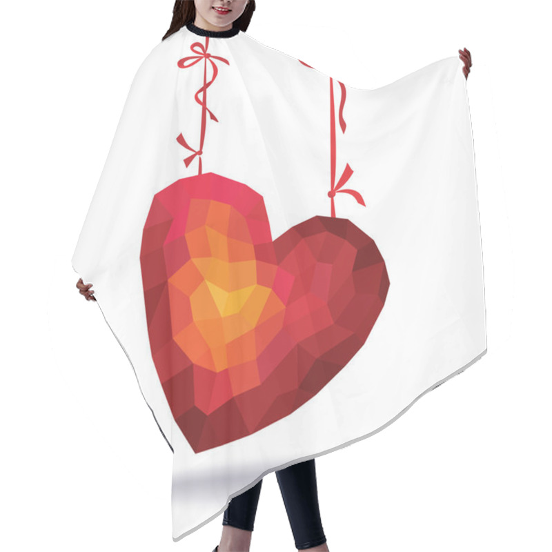 Personality  Abstract Triangles - Polygons Red Heart Hair Cutting Cape