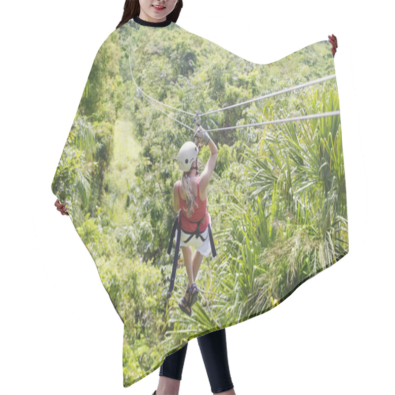 Personality  Woman Going On A Jungle Zipline Hair Cutting Cape