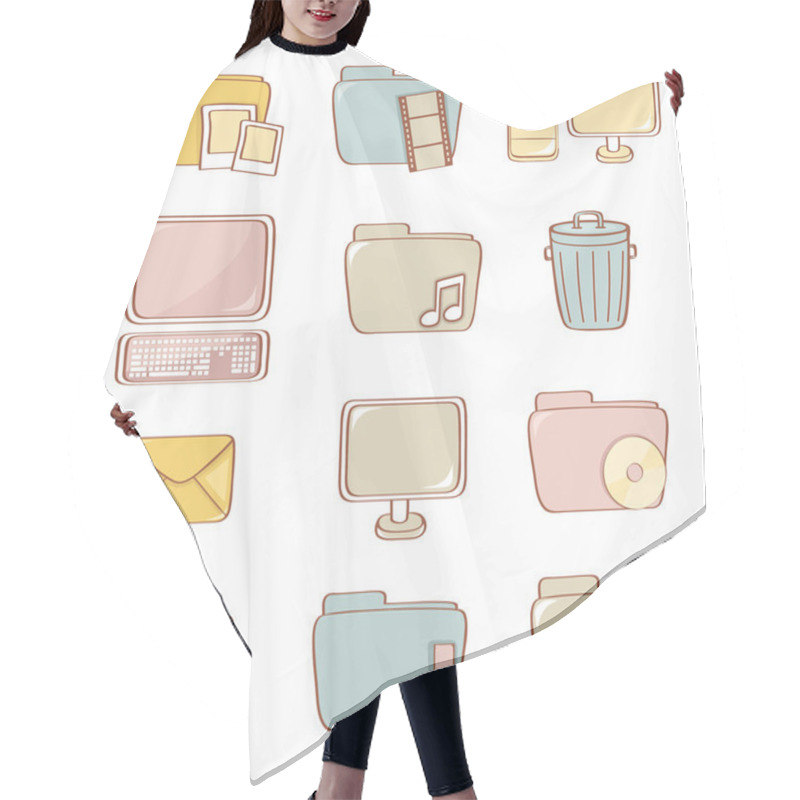 Personality  Hand Drawn Icons Hair Cutting Cape