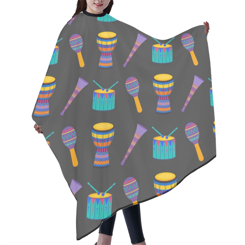 Personality  Seamless Repeating Pattern Of Percussion Instruments Hair Cutting Cape