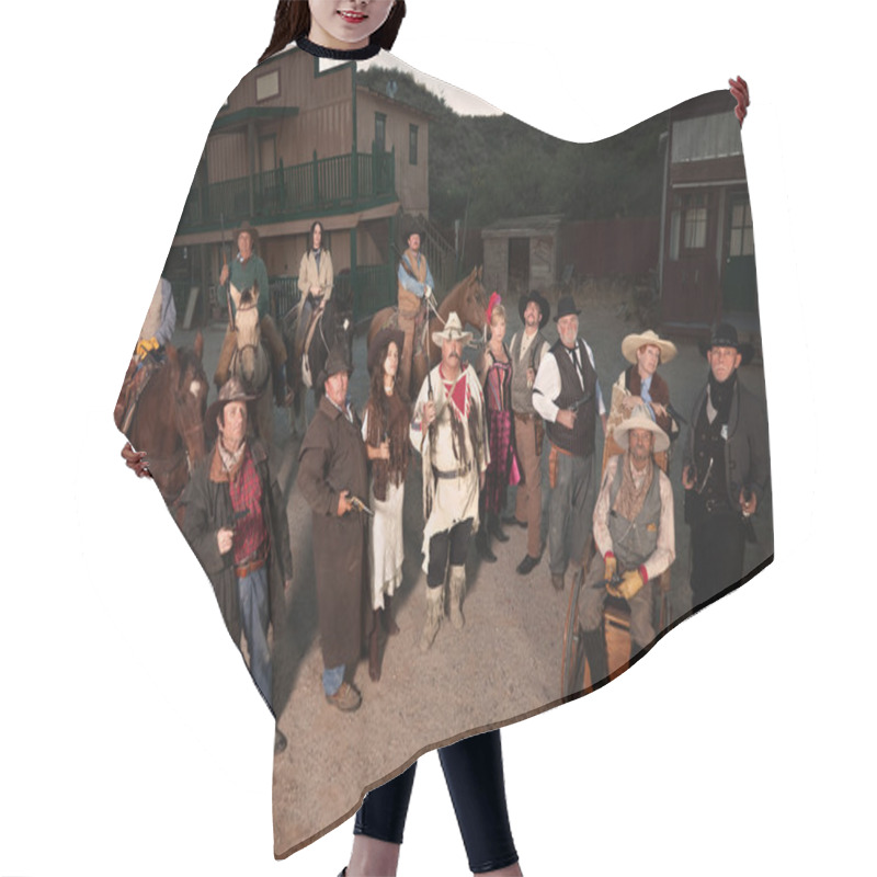 Personality  Group Of Tough Old West People Hair Cutting Cape