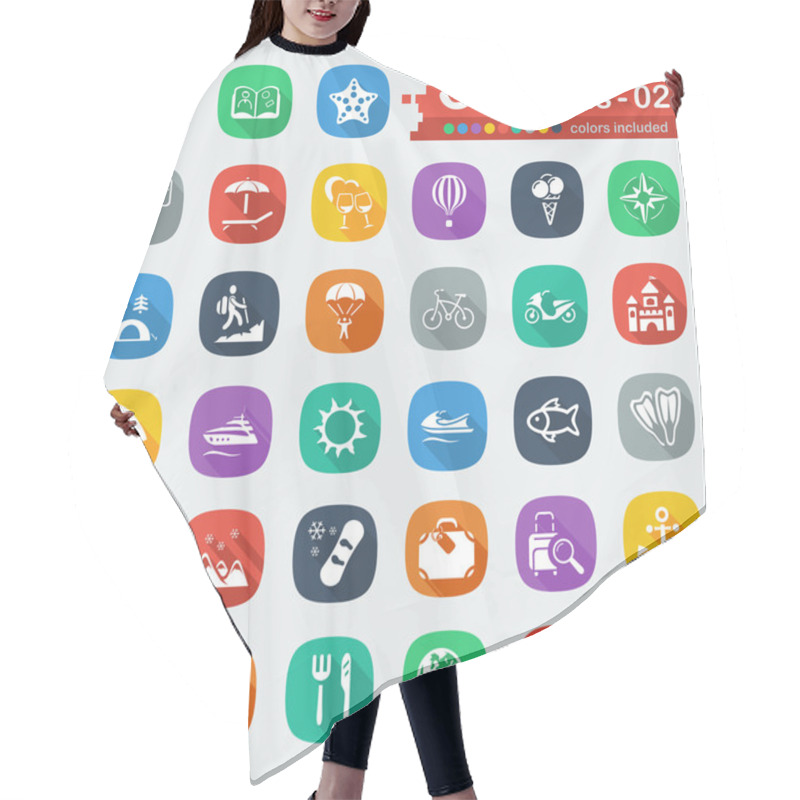 Personality  33 White Flat Travel Icons 02 Hair Cutting Cape