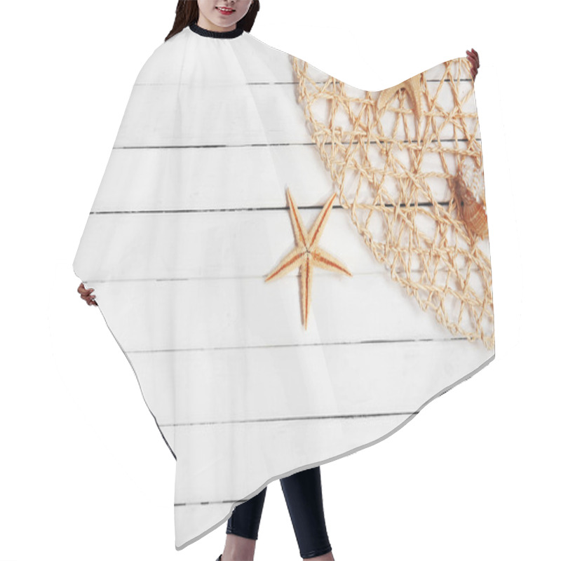 Personality  Seashells And Fishing Net  Hair Cutting Cape