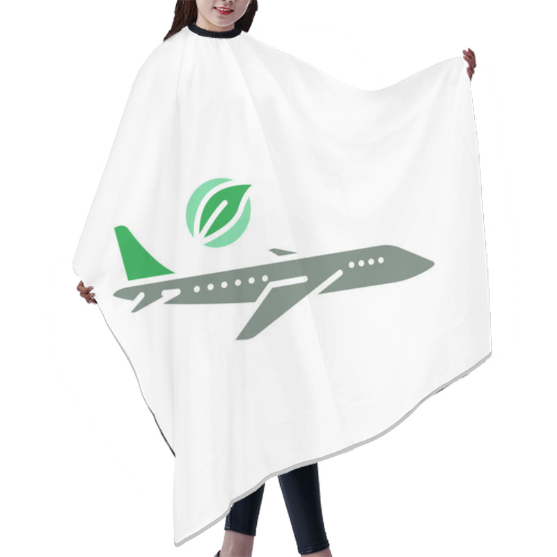 Personality  Biofuel Airplane Black Line Icon. Hair Cutting Cape