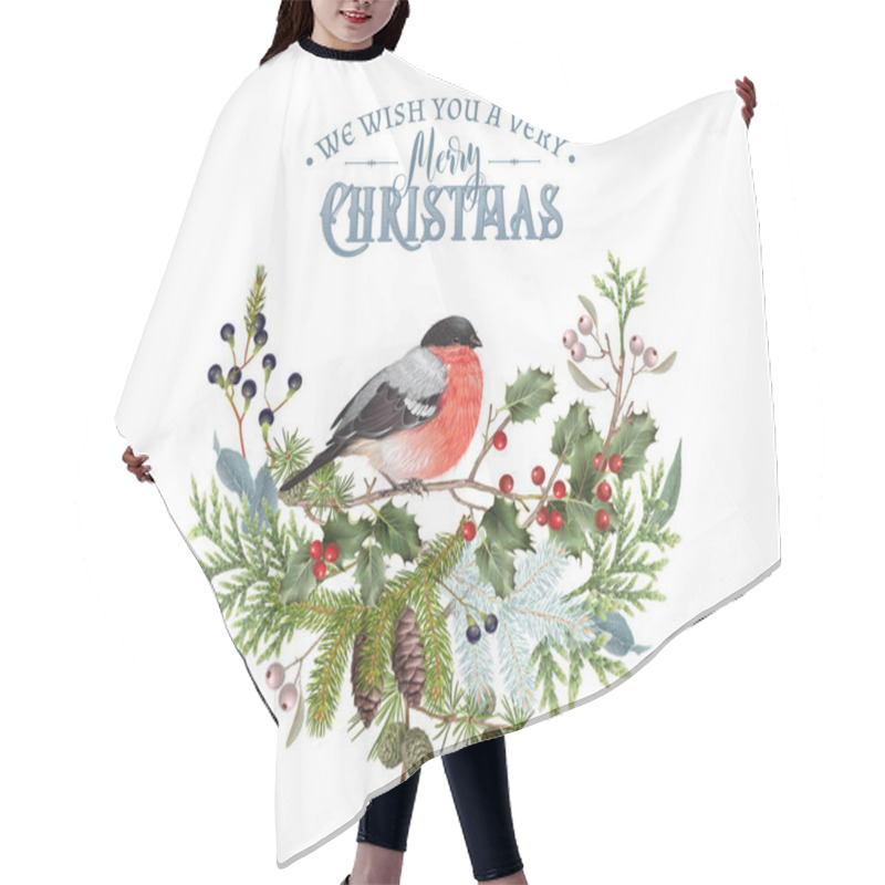 Personality  Bullfinch Christmas Composition Hair Cutting Cape