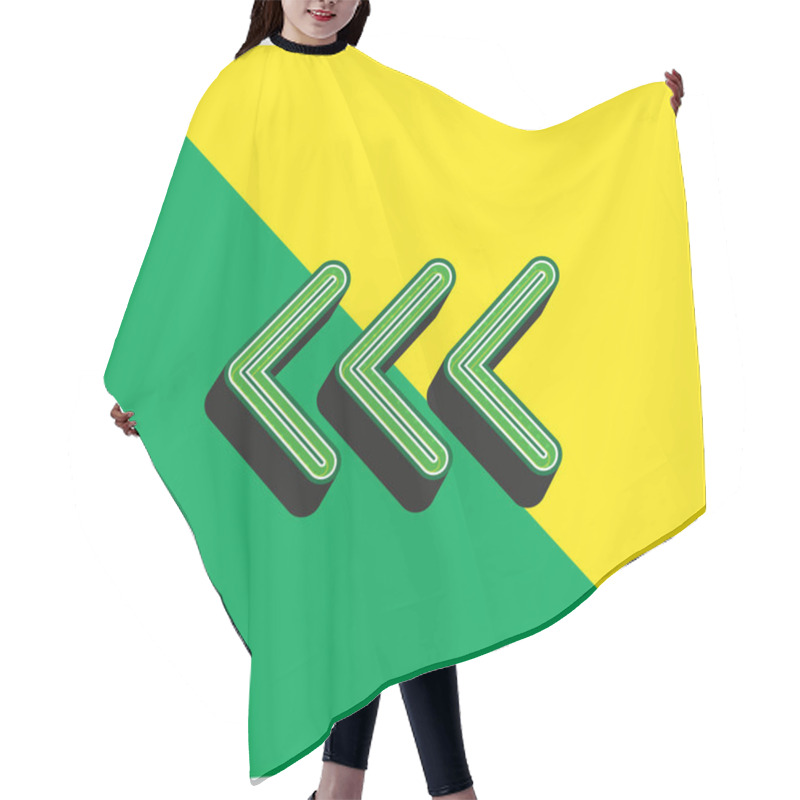 Personality  Arrowheads Pointing To The Left Green And Yellow Modern 3d Vector Icon Logo Hair Cutting Cape