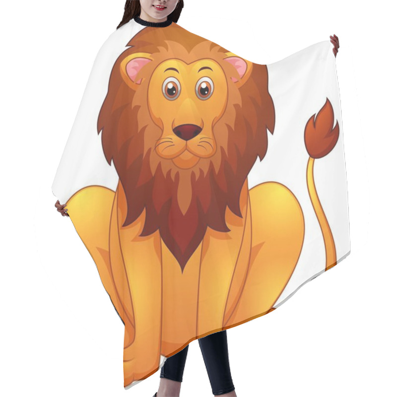 Personality  Vector Illustration Of Cute Lion Cartoon Hair Cutting Cape