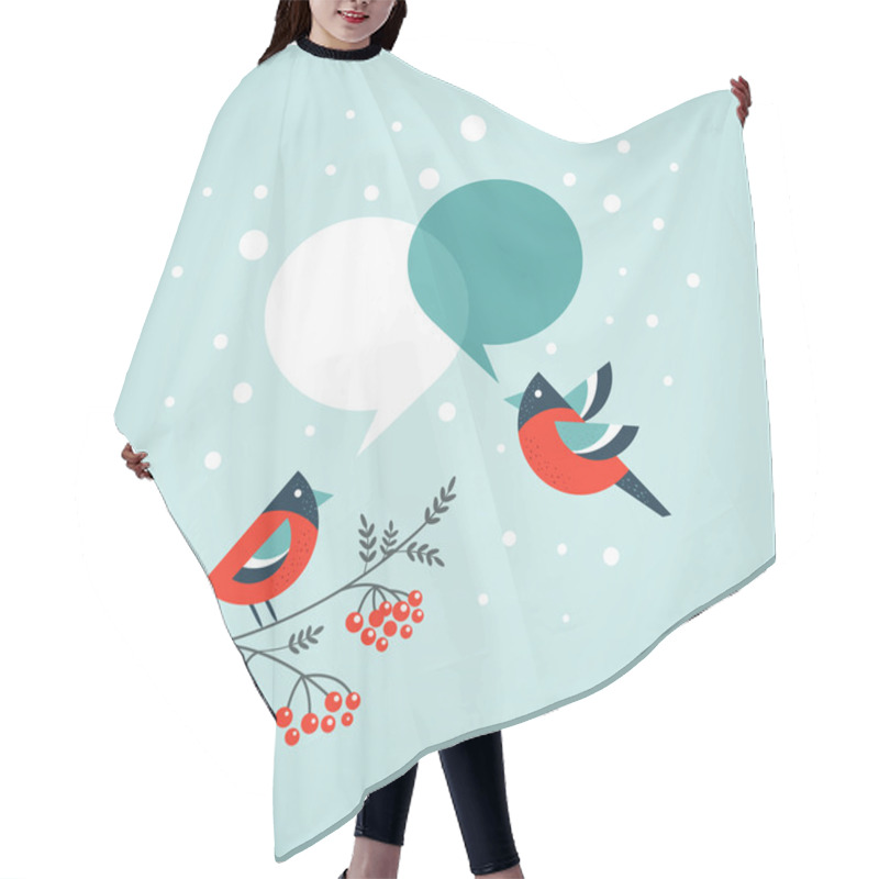 Personality  Christmas Tree With Birds And Speech Bubbles Hair Cutting Cape