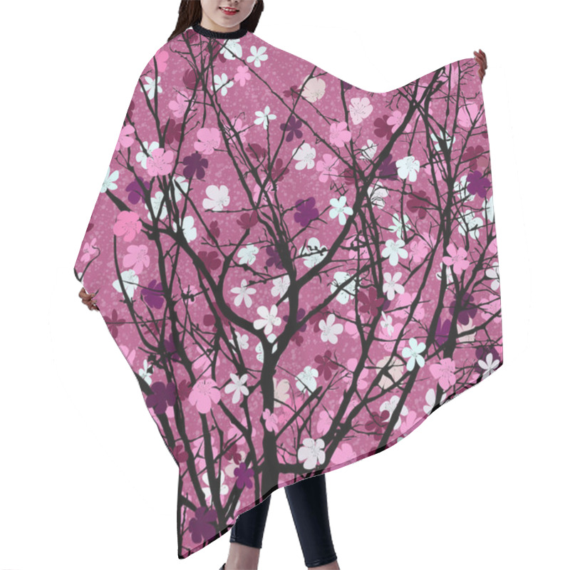 Personality  Pink Floral Tree Print Hair Cutting Cape