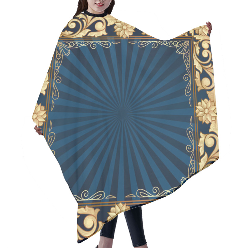 Personality  Frame With Gold Floral Elements Hair Cutting Cape