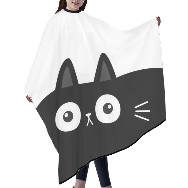 Personality  Black Cat Kitten Face Head Body In Right Corner. Cute Cartoon Character. Kawaii Baby Pet Animal. Notebook Cover, Tshirt, Greeting Card Print. Scandinavian Style. Flat Design. White Background. Vector Hair Cutting Cape