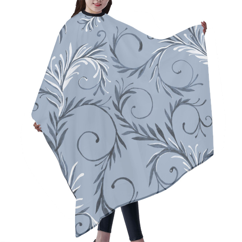 Personality  Decorative Hand Drawn Pattern In Blue Colours. High Quality Illustration Hair Cutting Cape