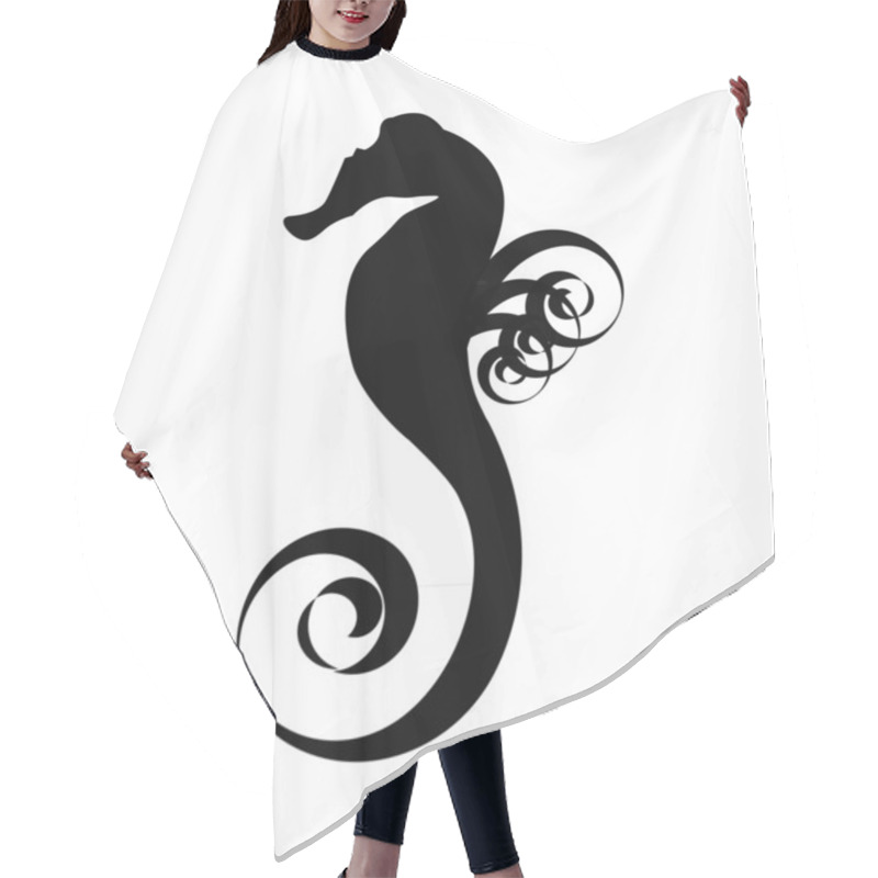 Personality  Sea Horse Black Silhouette Hair Cutting Cape