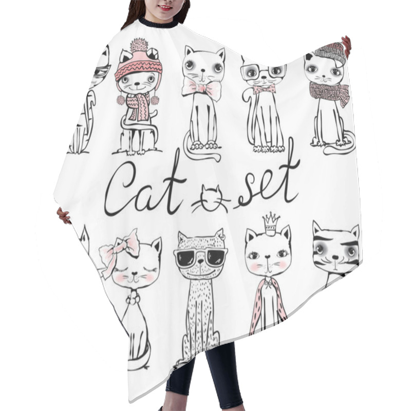 Personality  Poster With Stylish Cats Hair Cutting Cape