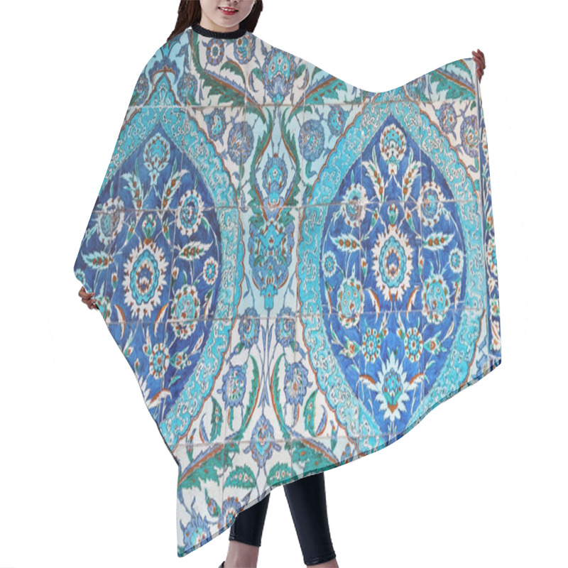 Personality  Ancient Ottoman Patterned Tiles Background With Oriental Ornaments Turkish. Blue Tiles Decorative Element. Hair Cutting Cape