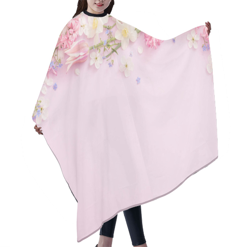 Personality  Beautiful Spring Flowers On Paper Background Hair Cutting Cape