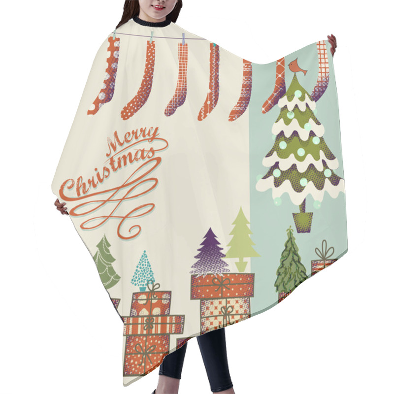 Personality  Christmas Gifts, Trees And Socks Set Hair Cutting Cape