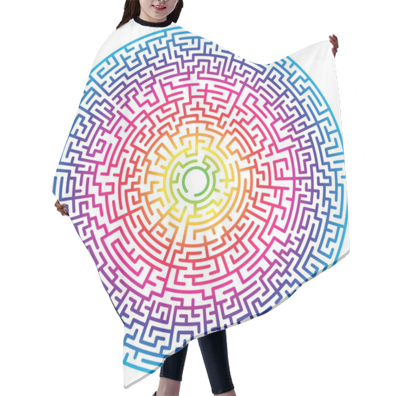 Personality  Maze Circle. Labyrinth. Maze Symbol. Isolated On White Background. Rainbow Labyrinth Hair Cutting Cape