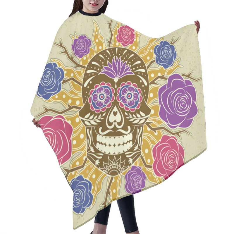 Personality  Sugar Skull Design Hair Cutting Cape