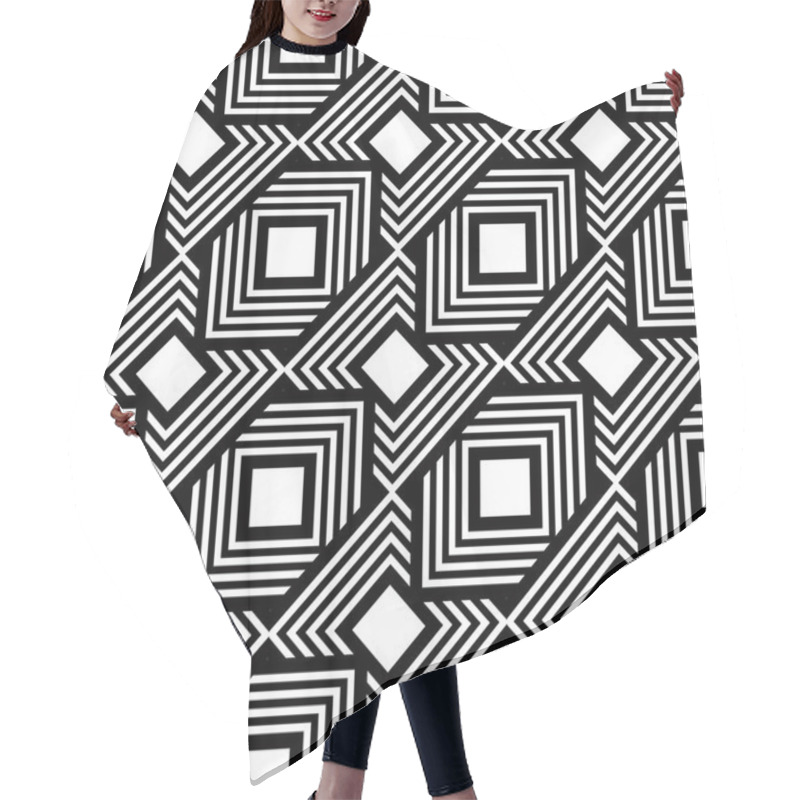 Personality  Seamless Black And White Pattern Hair Cutting Cape