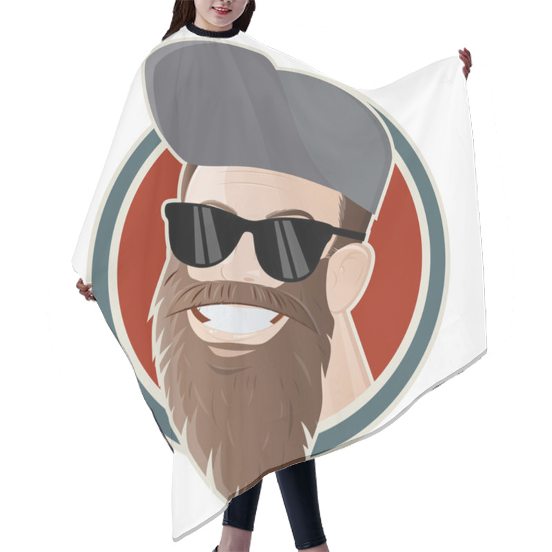 Personality  Funny Cartoon Man With A Long Beard Hair Cutting Cape