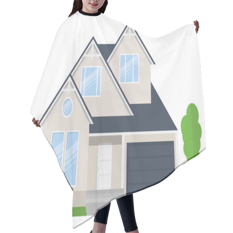 Personality  Exterior Of The Residential House, Front View. Vector Illustration. Eps 10. Hair Cutting Cape