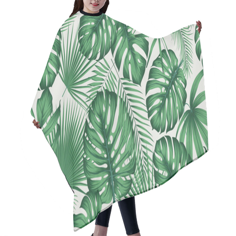 Personality  Trendy Seamless Tropical Pattern With Exotic Leaves And Plants Jungle Hair Cutting Cape