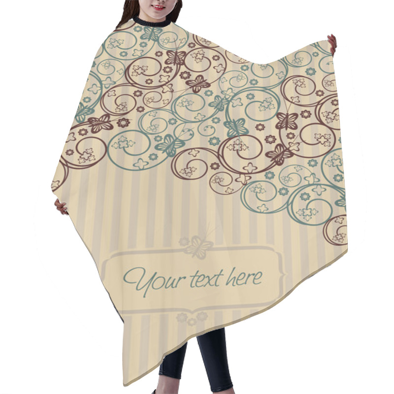 Personality  Brown And Green Retro Swirls And Butterflies Hair Cutting Cape