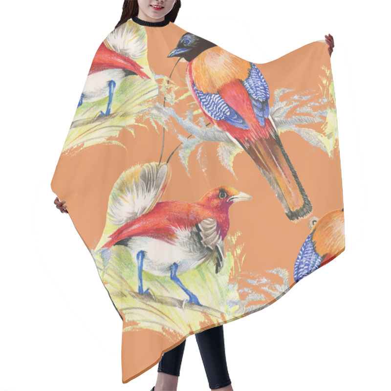 Personality  Birds And Flowers Seamless Pattern Hair Cutting Cape