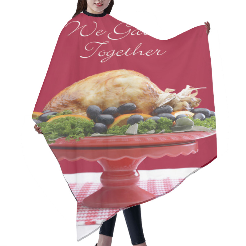 Personality  Festive Red Theme Thanksgiving Christmas Turkey Platter. Hair Cutting Cape