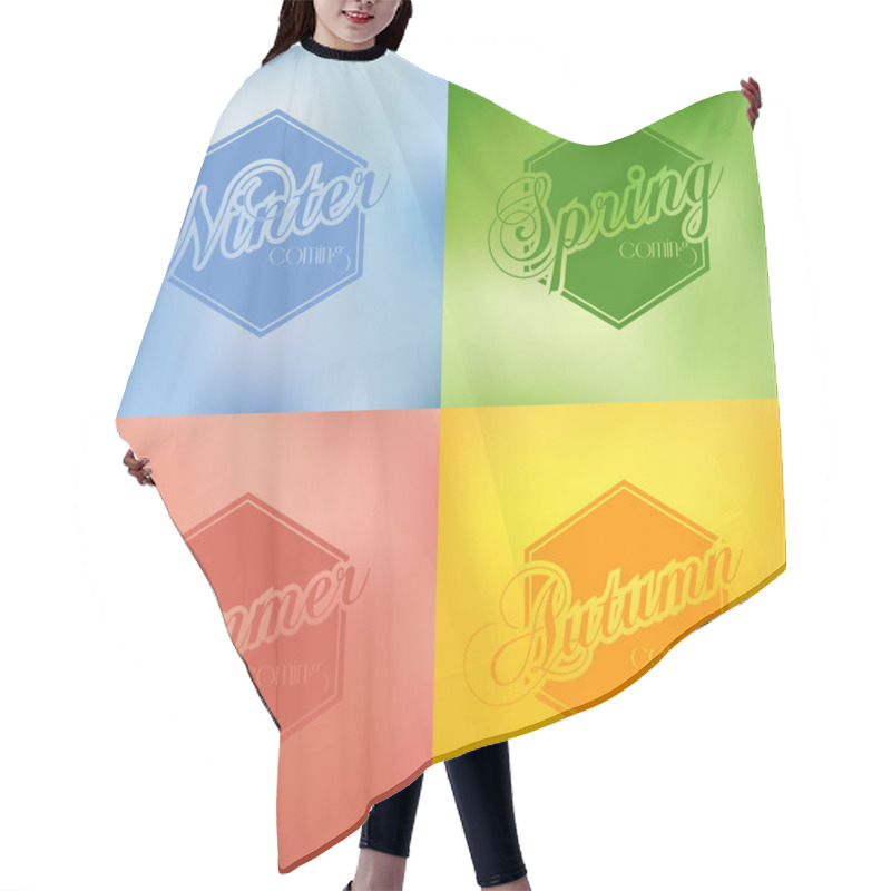 Personality  Four Seasons Vector Background Typography Set Hair Cutting Cape