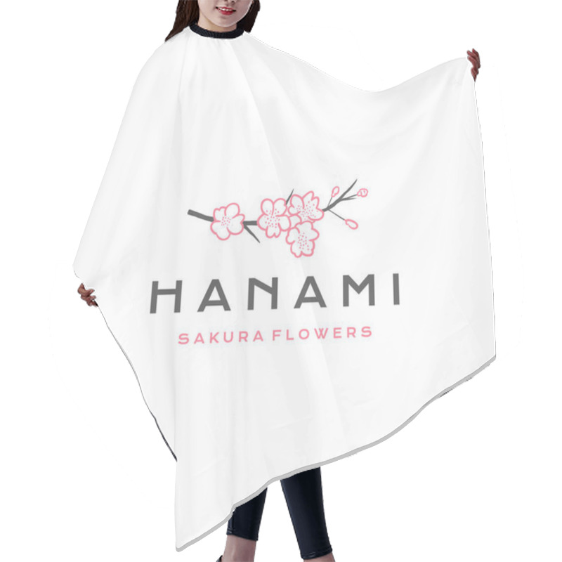 Personality  Sakura Logo Vector Illustration, Japanese Flower Cherry Blossom Logo Design Hair Cutting Cape