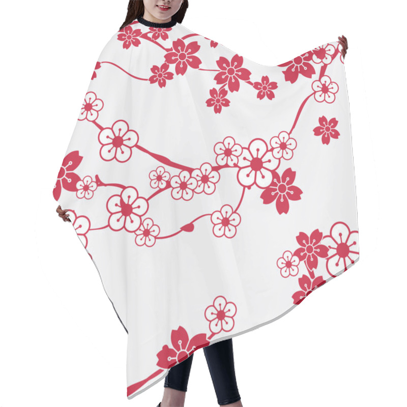 Personality  Seamless Pattern With Cherry Blossoms Hair Cutting Cape