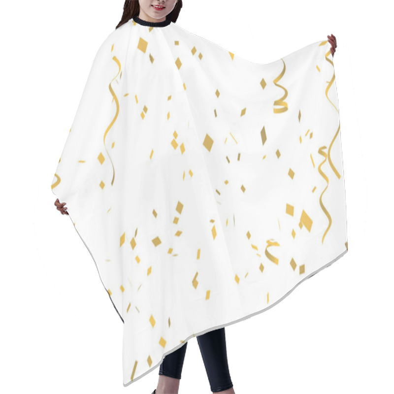 Personality  Many Golden Confetti And Ribbon On White Background For Celebration Event And Party For New Year, Birthday Party, Christmas Or Any Holiday. 3d Abstract Illustration Hair Cutting Cape