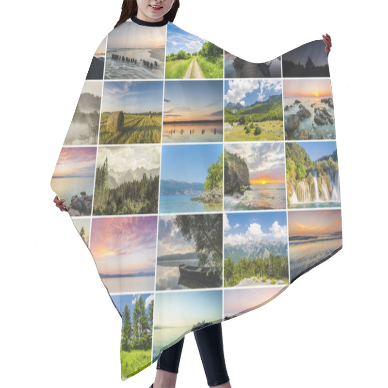 Personality  Collage Of Landscapes Hair Cutting Cape