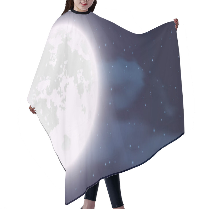 Personality  Night Sky Background With Full Moon, Clouds And Stars. Vector Illustration EPS10 Hair Cutting Cape