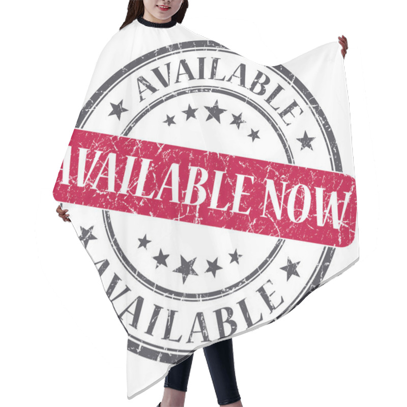 Personality  Available Now Red Round Grungy Stamp Isolated On White Background Hair Cutting Cape