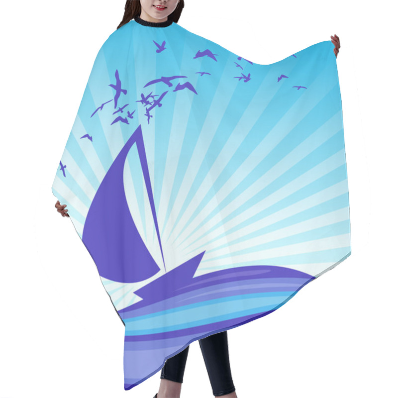 Personality  Illustration On A Sea Theme Hair Cutting Cape