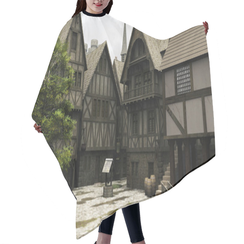 Personality  Medieval Or Fantasy Town Centre Marketplace Hair Cutting Cape