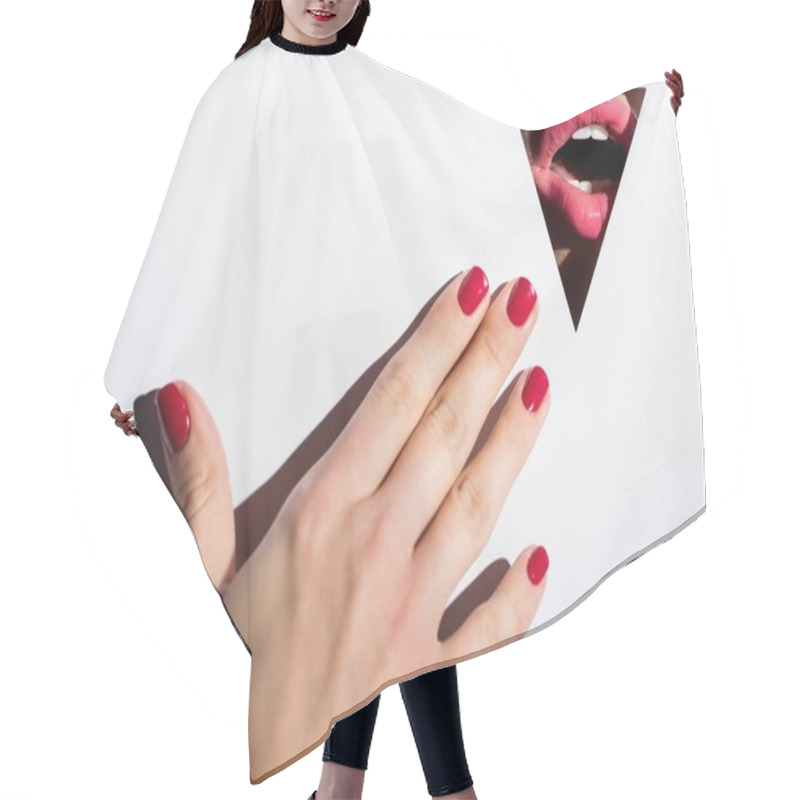 Personality  Woman Lips Behind Triangle Hole Hair Cutting Cape