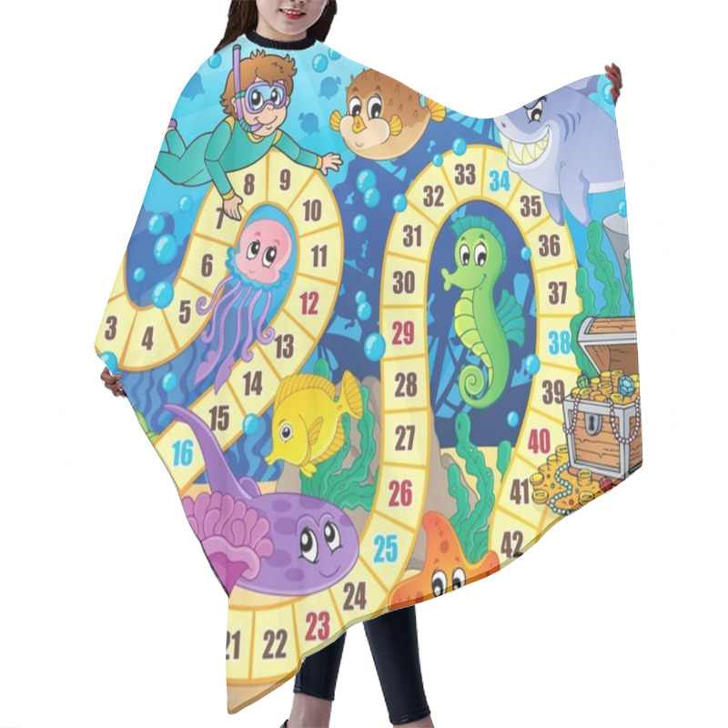 Personality  Board Game Image With Underwater Theme 2 Hair Cutting Cape