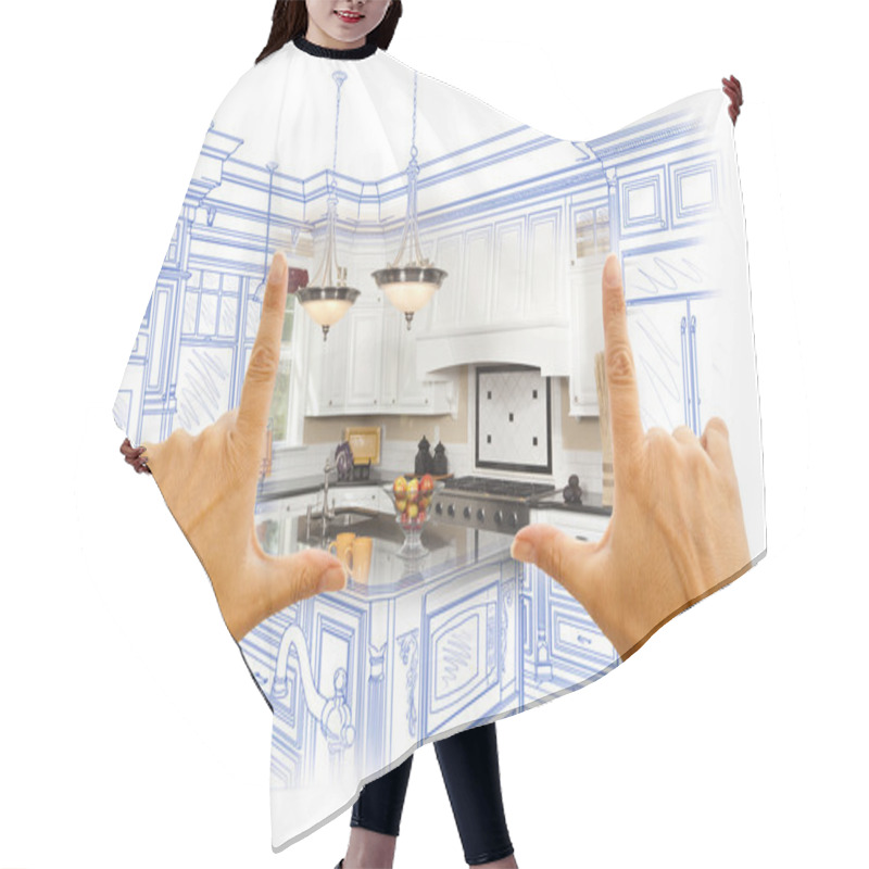 Personality  Hands Framing Custom Kitchen Design Drawing And Photo Combinatio Hair Cutting Cape