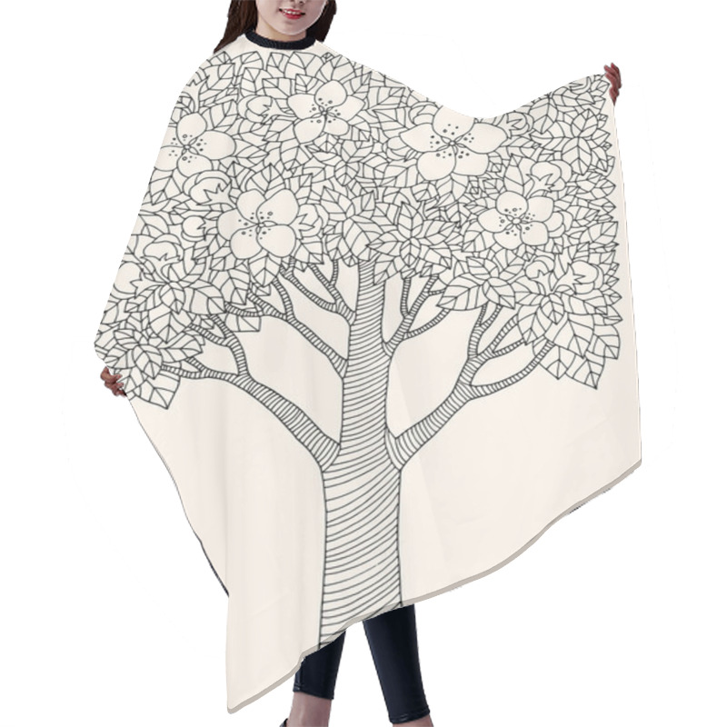 Personality  Simple Monochrome Tree Hair Cutting Cape