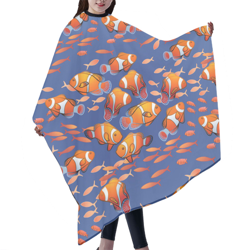 Personality  Graphic Ocean Fish Pattern Hair Cutting Cape